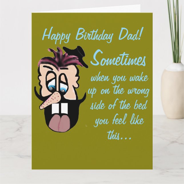 Funny Cartoon Caricature Happy Birthday Dad! Card (Front)