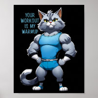 Funny Cartoon Cat - Bodybuilding Gym Style - Warmu
