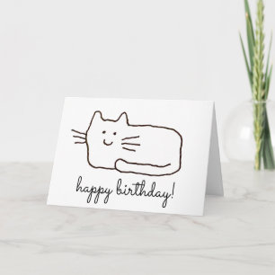Funny Cartoon Cat Drawing Happy Birthday Card