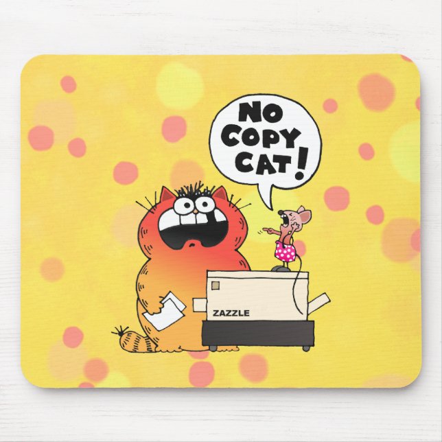 Funny Cartoon Cat | Funny Cartoon Copy-Cat Mouse Mat (Front)