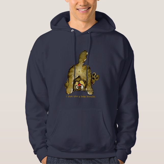 Funny Cartoon Cat I Love You a Hole Bunch Hoodie (Front)