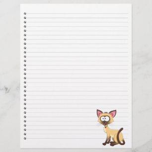 Funny Cartoon Cat  Lined Pet Letterhead