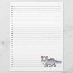 Funny Cartoon Cat  Lined Pet Letterhead