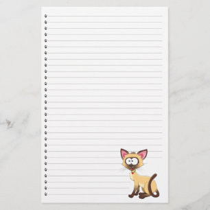 Funny Cartoon Cat  Lined Pet Stationery