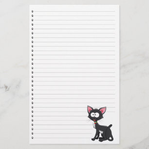 Funny Cartoon Cat  Lined Pet Stationery