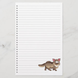 Funny Cartoon Cat  Lined Pet Stationery