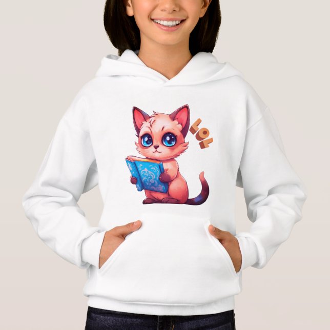 Funny cartoon cat reading a book  (Front)