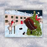 Funny Cartoon Cat Reindeer Santa Christmas Holiday Card<br><div class="desc">👉 Put a smile on a face with this funny Christmas card! What if Santa’s reindeer went on strike? What if he employed cats instead? What would happen? Disaster! That’s what. This design idea was set by my FB group. Challenge accepted! You can see the making of videos in my...</div>
