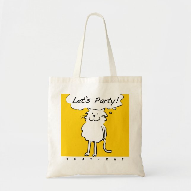 Funny Cartoon Cat Wants to have a Party Tote Bag (Front)