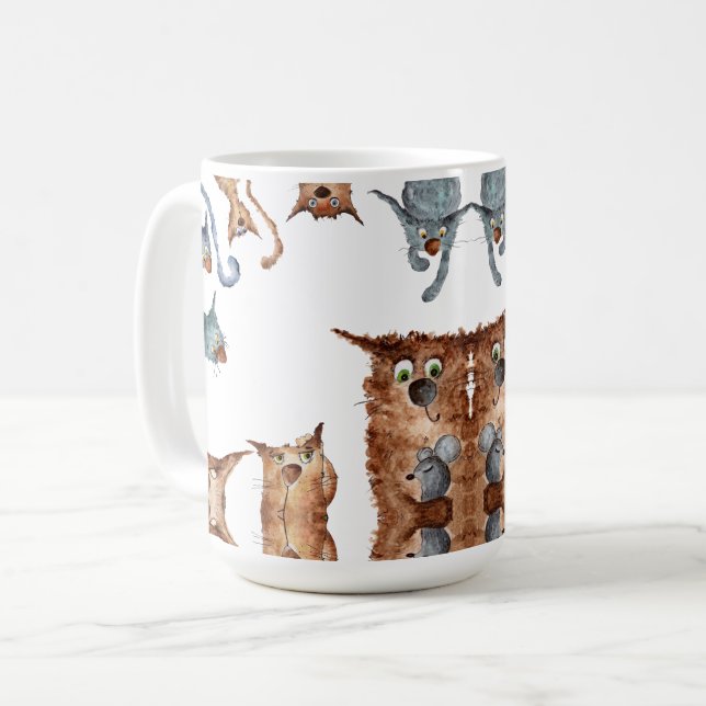 Funny cartoon cats coffee mug (Front Left)