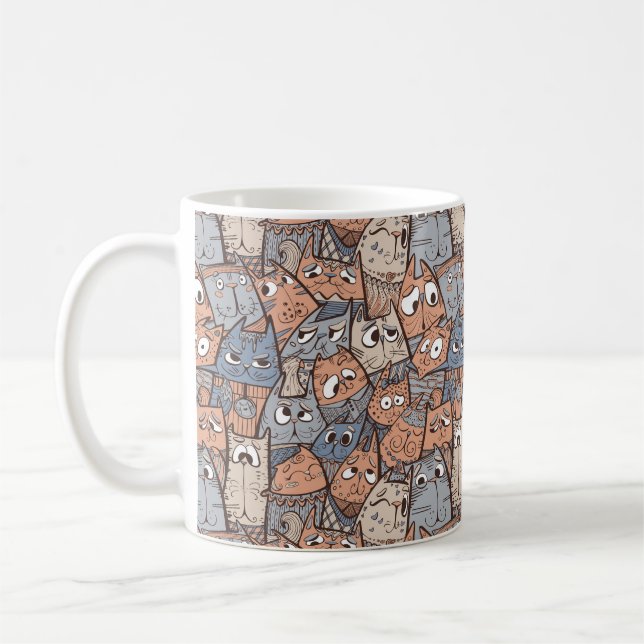 Funny Cartoon Cats Coffee Mug (Left)