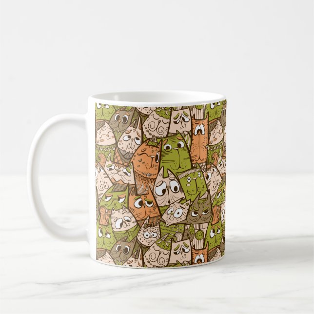 Funny Cartoon Cats Coffee Mug (Left)