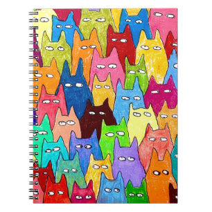 Funny Cartoon Cats Color Pencil Drawing Notebook