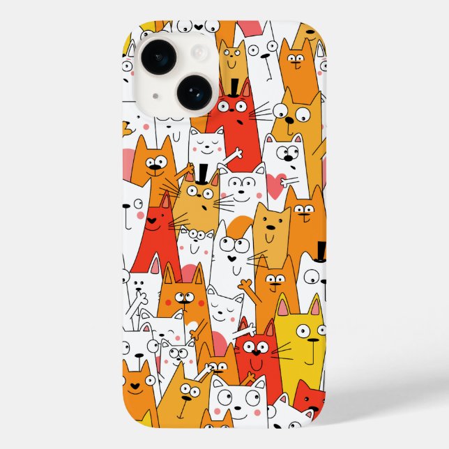 Funny Cartoon Cats Group Doodle Case-Mate iPhone Case (Back)