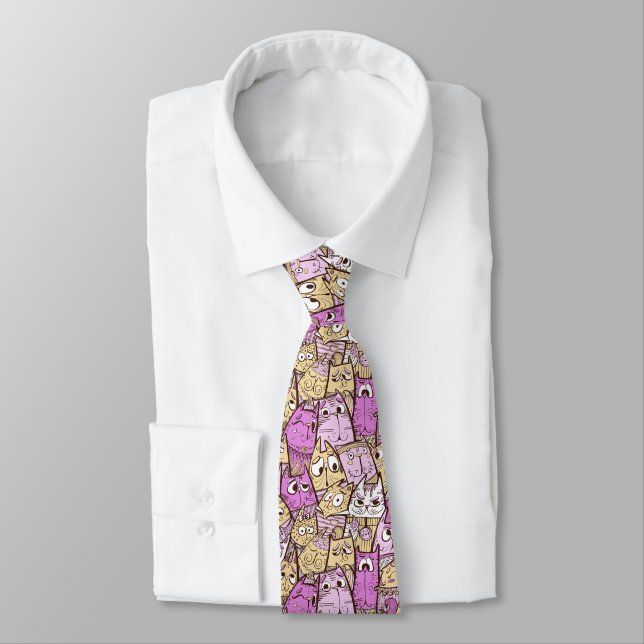Funny Cartoon Cats Tie (Tied)
