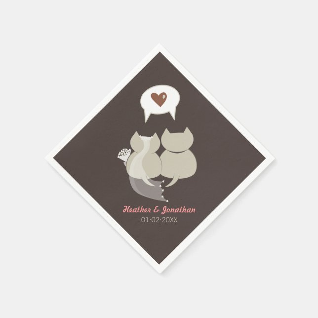 Funny Cartoon Cats Wedding Rehearsal Napkins (Corner)