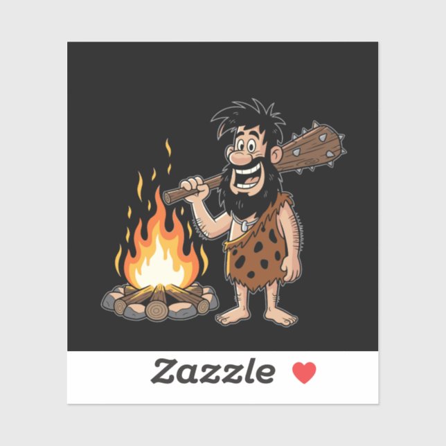 Funny Cartoon Caveman by Campfire (Sheet)