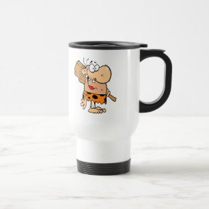funny cartoon caveman with club travel mug