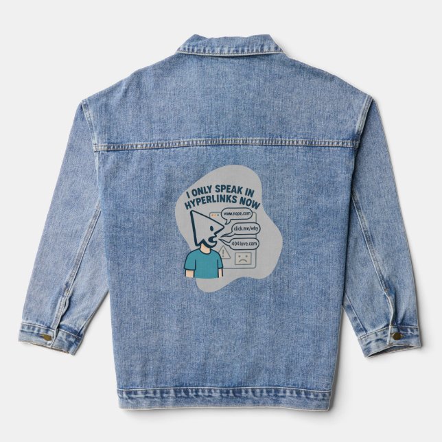 Funny cartoon character with mouse cursor head  denim jacket (Back)