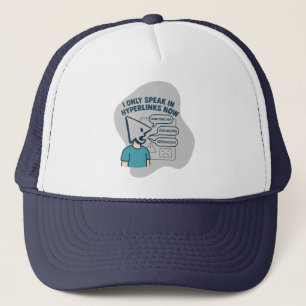 Funny cartoon character with mouse cursor head  trucker hat