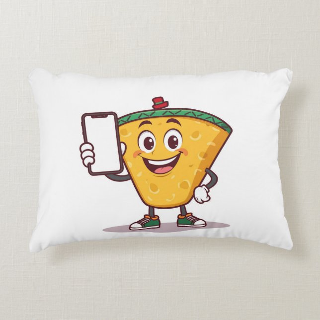 Funny Cartoon Character with Phone – Throw Pillow (Front)
