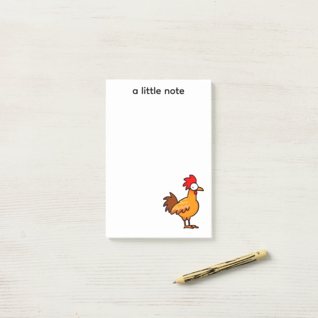 Funny Cartoon Chicken Illustration Post-it Notes (On Desk)