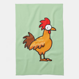 Funny Cartoon Chicken Illustration Tea Towel