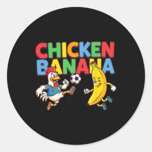 Funny Cartoon Chicken Nana Soccer Player Ll Graphi Classic Round Sticker