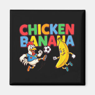 Funny Cartoon Chicken Nana Soccer Player Ll Graphi Magnet