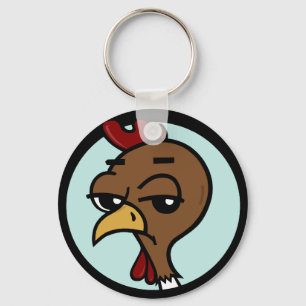 FUNNY CARTOON CHICKEN ROUND KEY CHAIN