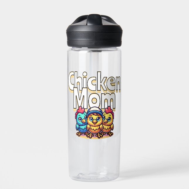 Funny Cartoon Chicks | Chicken Mum Personalised Water Bottle (Front)