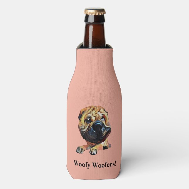 Funny Cartoon Chinese Shar Pei Bottle Cooler (Bottle Front)