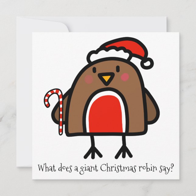 Funny Cartoon Christmas Robin Holiday Card (Front)