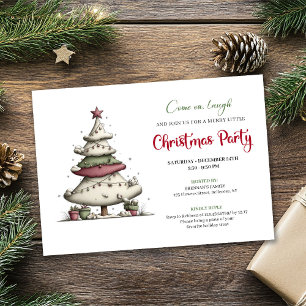 Funny cartoon Christmas tree playful party invite