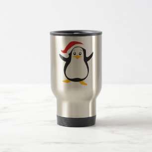 Funny Cartoon Christmas Xmas Penguin Travel Mug