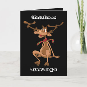 Funny Cartoon Christmas Xmas Reindeer Holiday Card