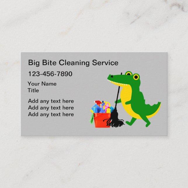 Funny Cartoon Cleaning Service Business Cards (Front)