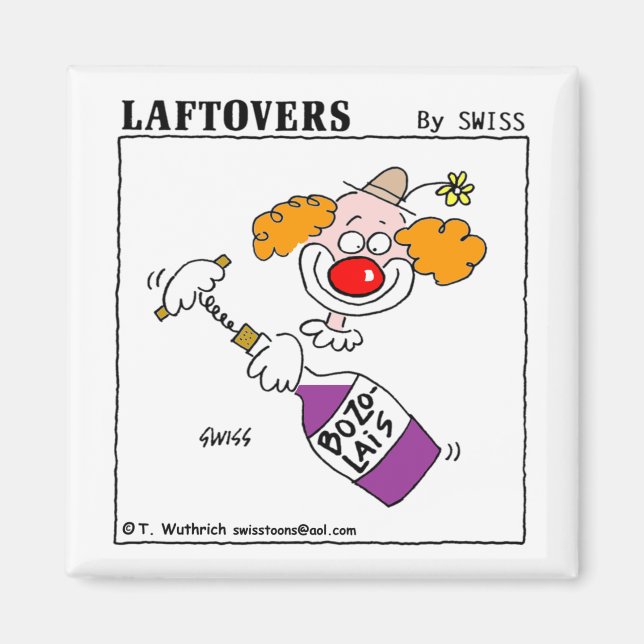 Funny Cartoon Clown Wine Tasting Party Favour Magnet (Front)