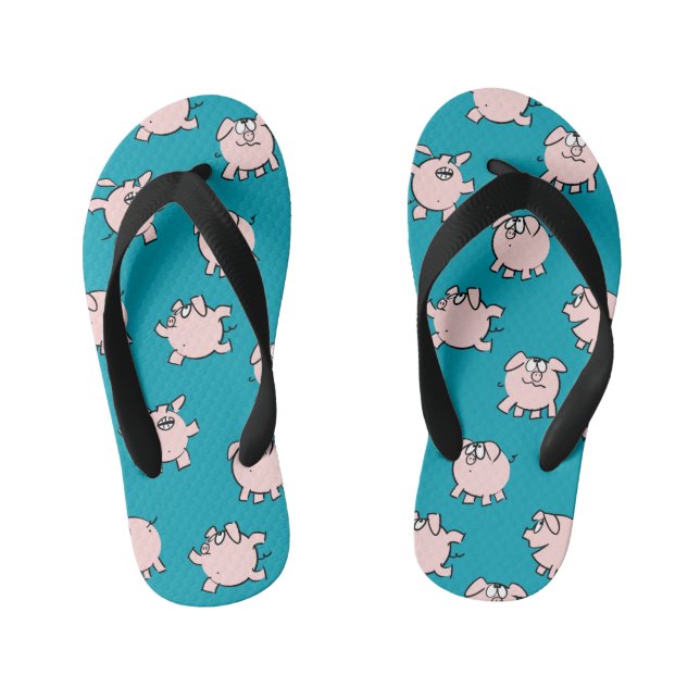 Funny Cartoon Comics Pig Choose Colour FFlop Kid's Flip Flops (Footbed)