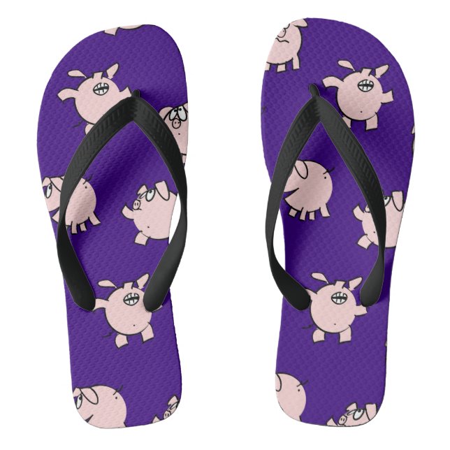 Funny Cartoon Comics Pig Choose Colour Men FlipFlo Flip Flops (Footbed)