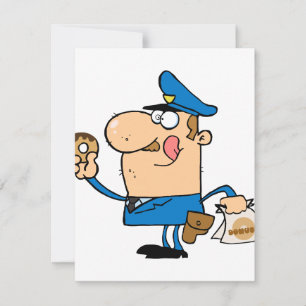 funny cartoon cop eating doughnuts