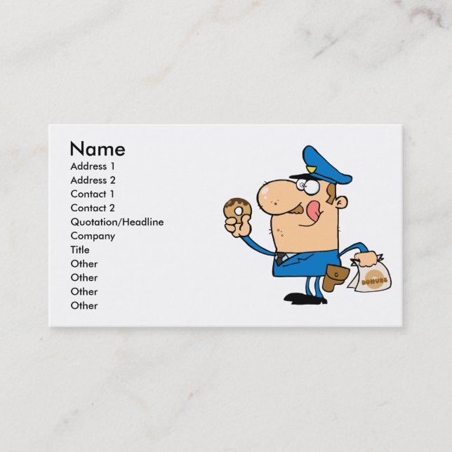 funny cartoon cop eating doughnuts business card (Front)