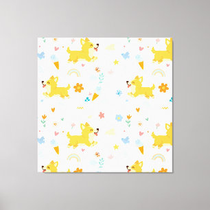 funny cartoon corgis dogs canvas print