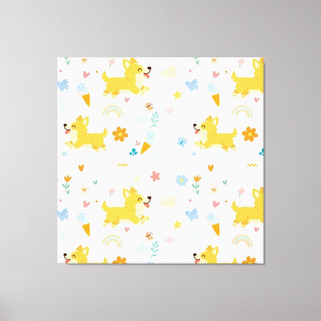 funny cartoon corgis dogs canvas print (Front)
