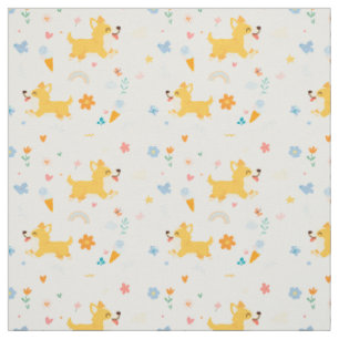 funny cartoon corgis dogs fabric
