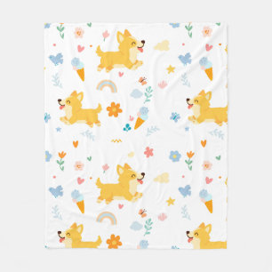 funny cartoon corgis dogs fleece blanket