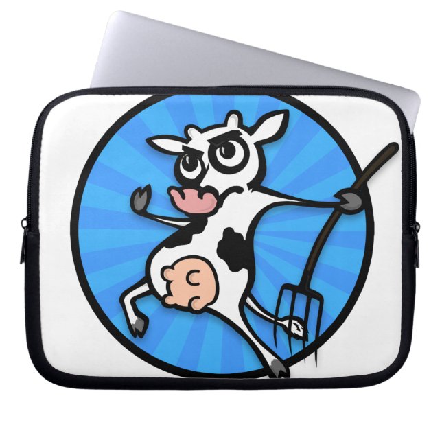 FUNNY CARTOON COW LAPTOP SLEEVE (Front)