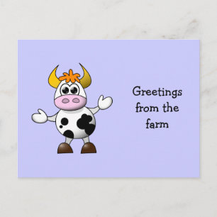 Funny Cartoon Cow Postcard