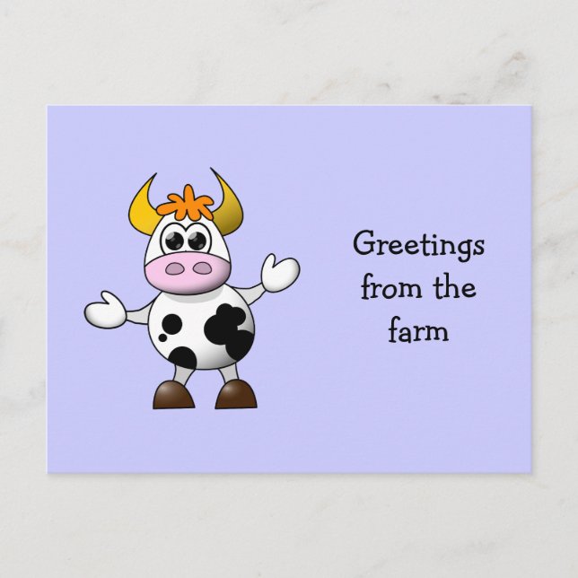 Funny Cartoon Cow Postcard (Front)