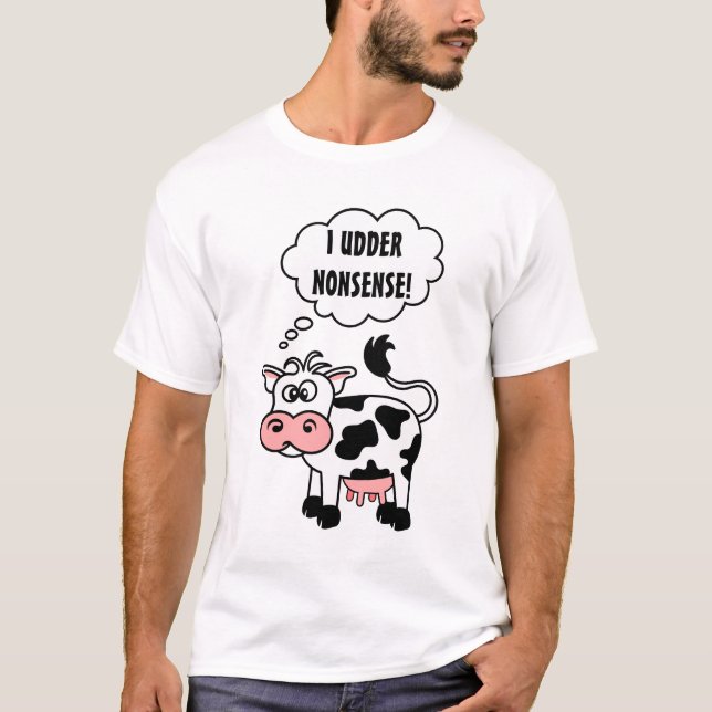 Funny Cartoon Cow Speech Bubble T-Shirt (Front)